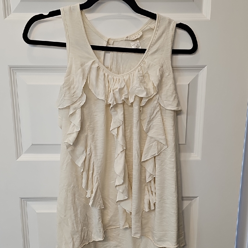 Belle Du Jour Cream Ruffle Tank Top